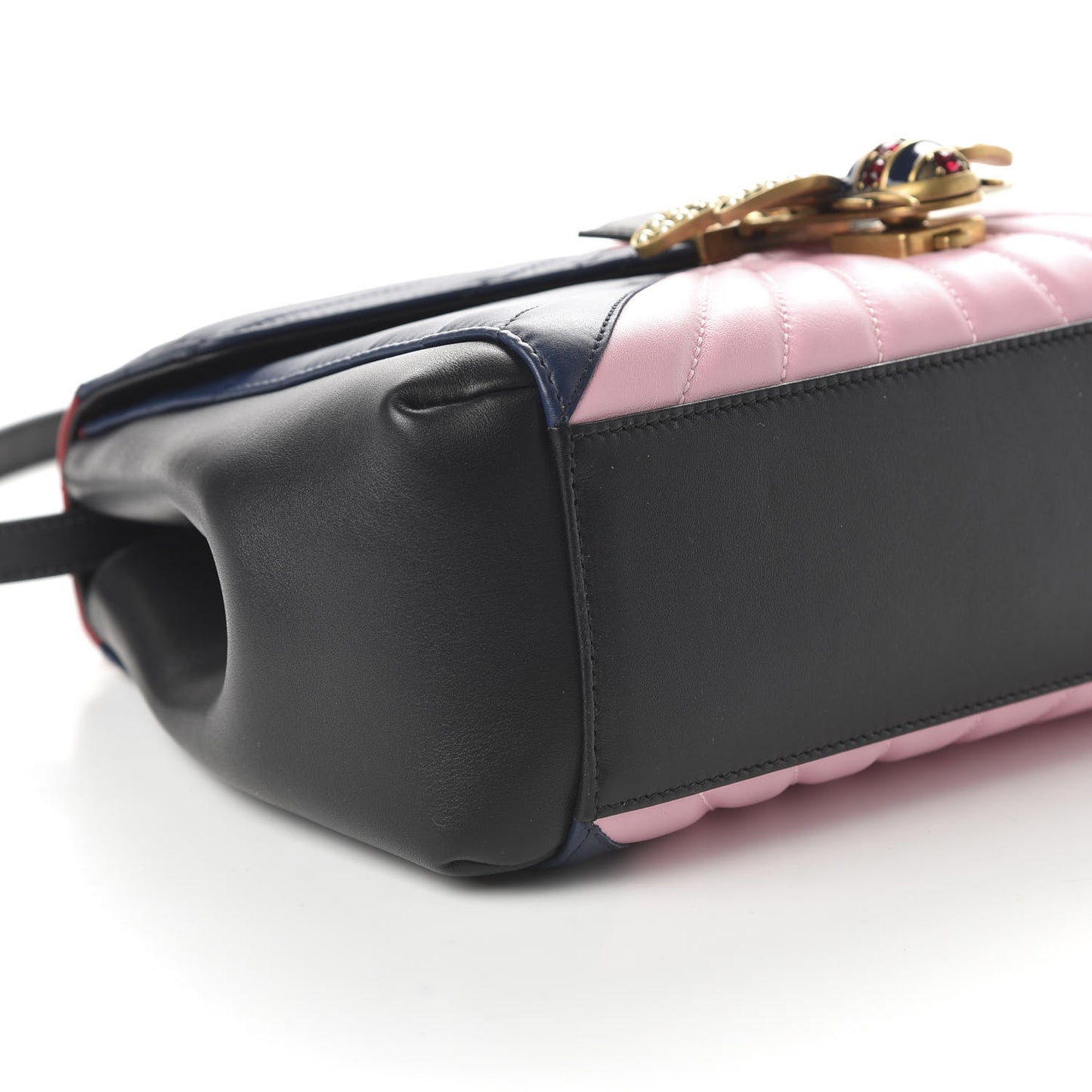 Calfskin Bamboo Trapuntata Queen Margaret Top Handle Bag Blue Agata Hibiscus Red Mystic White Sugar Pink