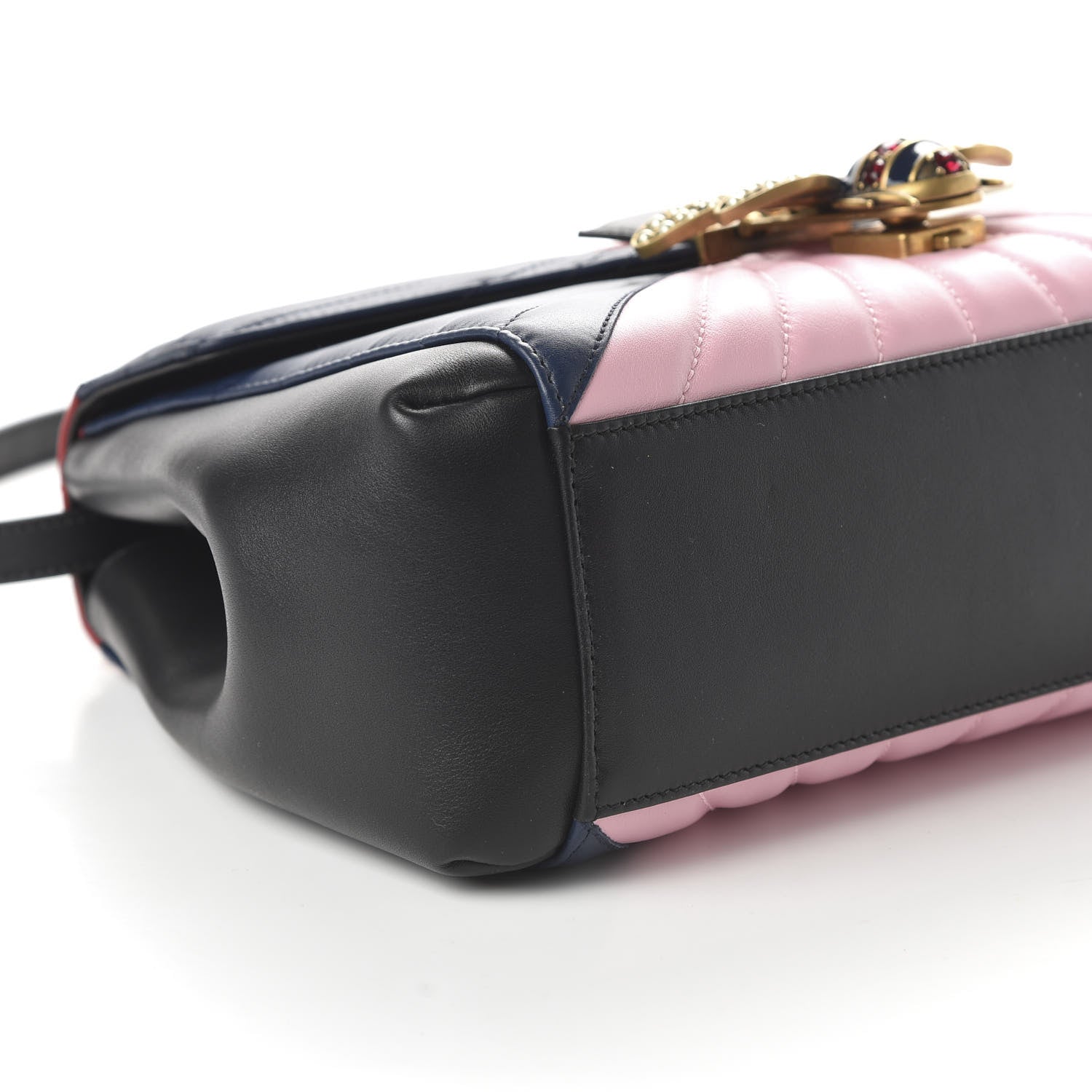 Gucci Calfskin Bamboo Trapuntata Queen Margaret Top Handle Bag Blue Agata Hibiscus Red Mystic White Sugar Pink 7 of 11