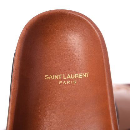 Saint Laurent Calfskin Monogram Jimmy Joan Slide Sandals 39 Whiskey 7 of 9