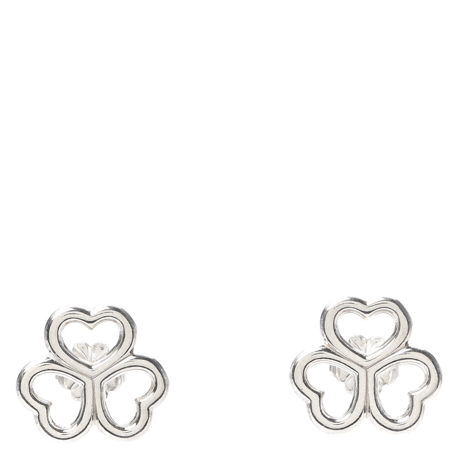 Tiffany Sterling Silver Heart Clover Earrings 1 of 4