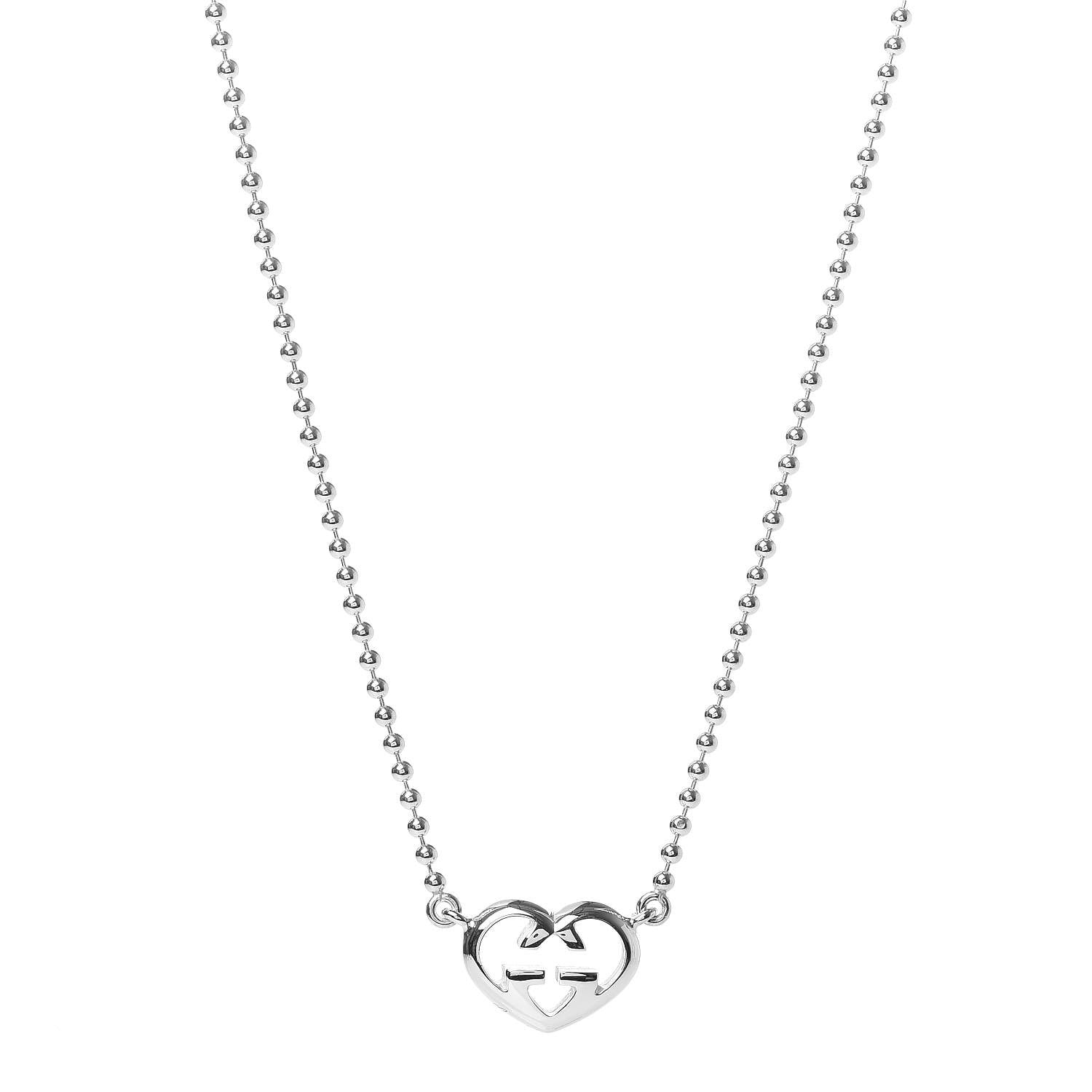 Gucci Sterling Silver Britt Heart Pendant Necklace 1 of 4