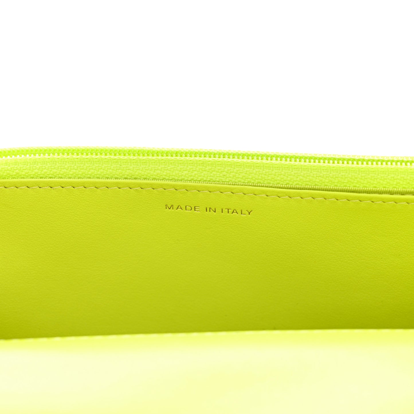 Shiny Lambskin Quilted Chanel 19 Wallet On Chain WOC Neon Yellow