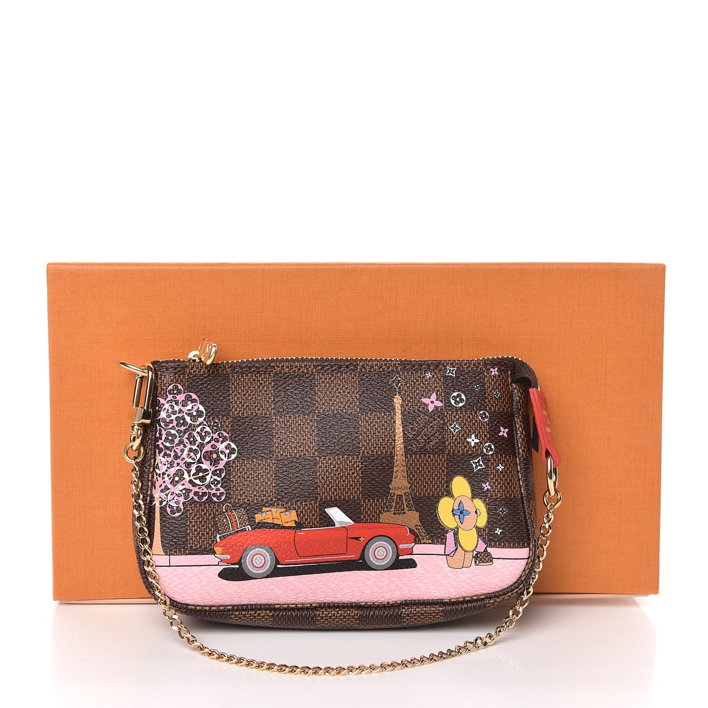 Damier Ebene 2019 Christmas Animation Mini Pochette Accessories Red