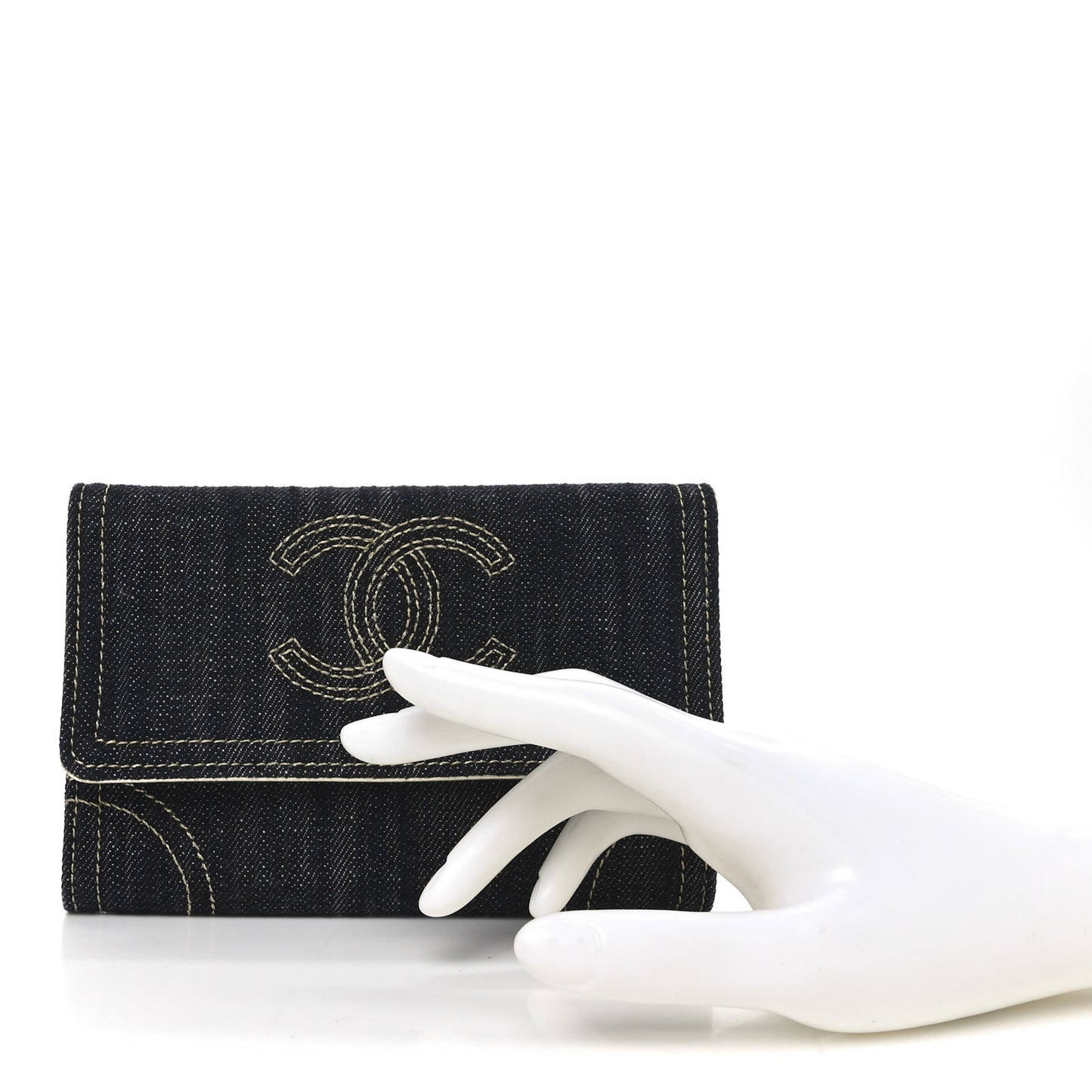 Denim CC Flap Wallet Blue