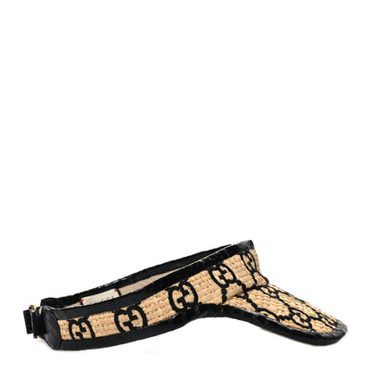 Gucci Raffia Elaphe GG Monogram Embroidered Afraa Visor L Ivory Black 6 of 8