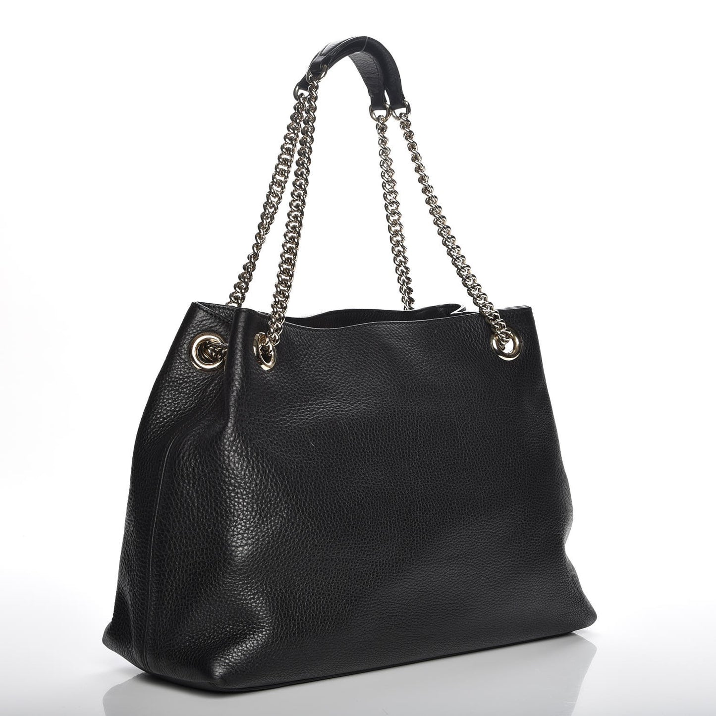 Pebbled Calfskin Medium Soho Chain Shoulder Bag Black