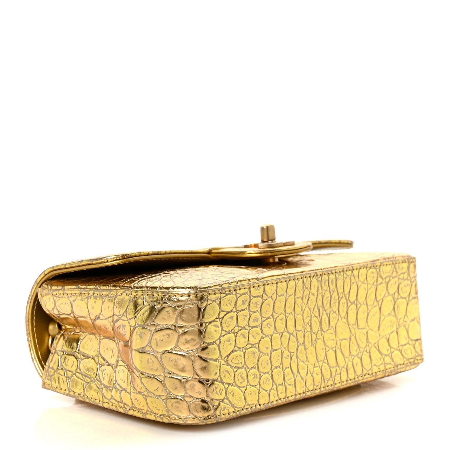 Chanel Metallic Calfskin Crocodile Embossed Cocodile Rectangular