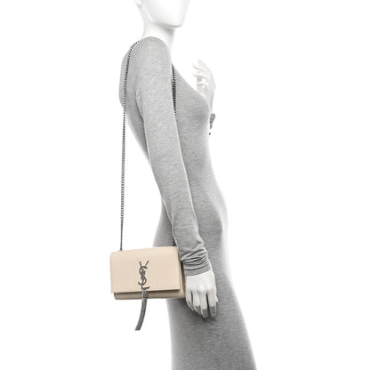 Saint Laurent Snakeskin Small Classic Monogram Kate Tassel Satchel Alabaster 2 of 15