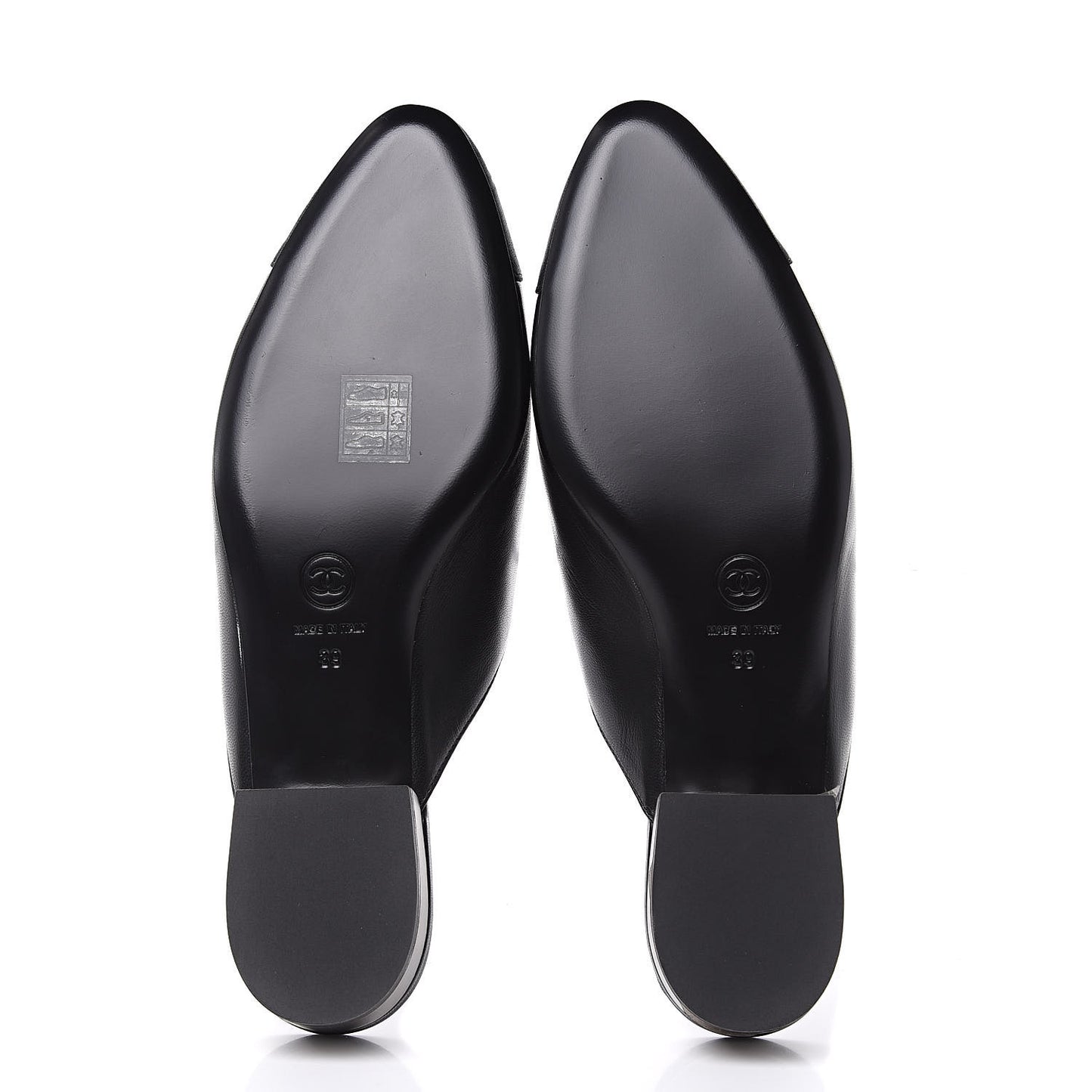 Lambskin Grosgrain Cap Toe CC Mules 39 Black