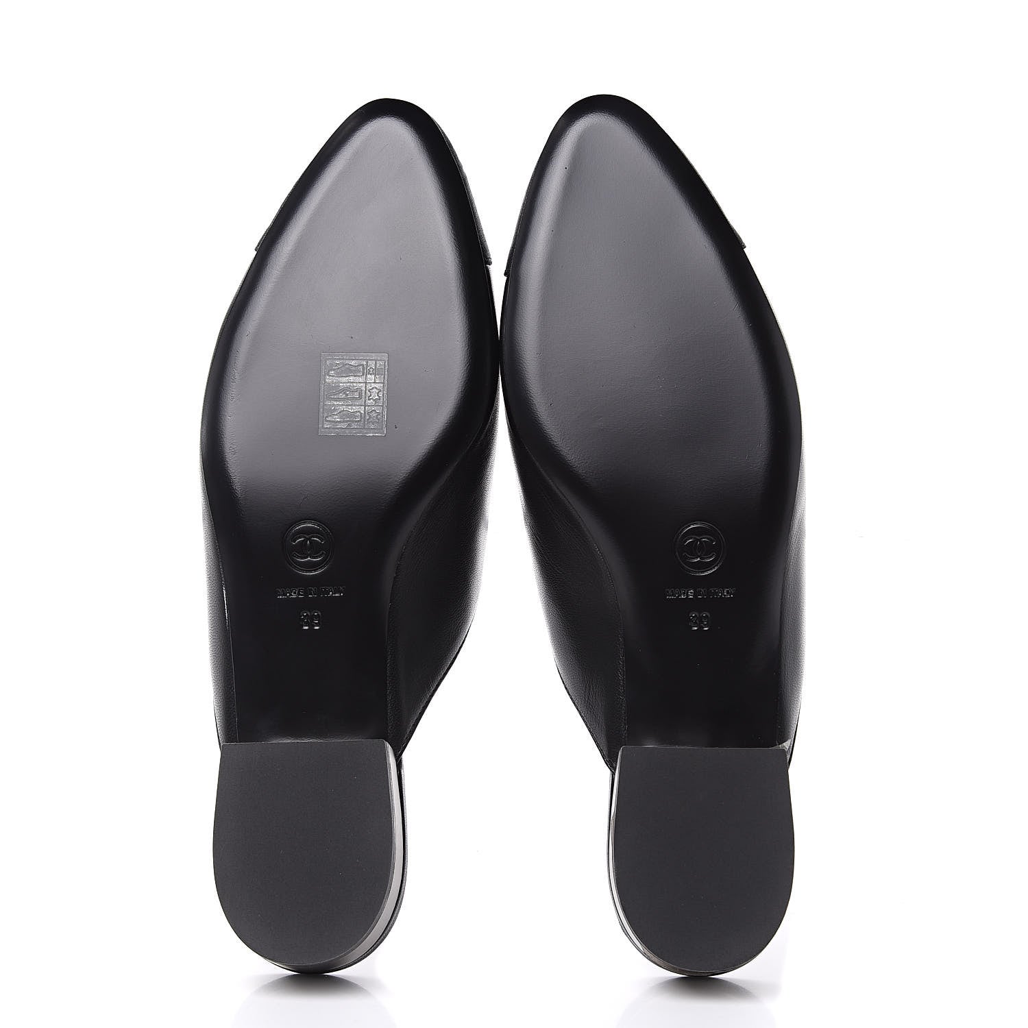 Chanel Lambskin Grosgrain Cap Toe CC Mules 39 Black 5 of 10