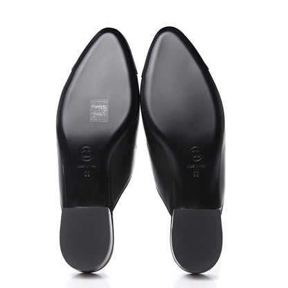Chanel Lambskin Grosgrain Cap Toe CC Mules 39 Black 5 of 10