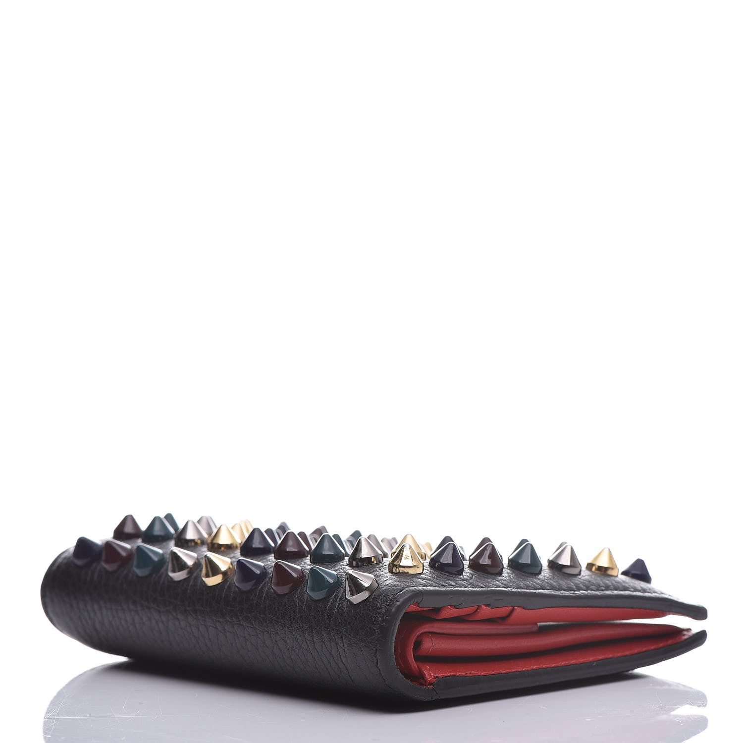 Christian Louboutin Calfskin Spiked Bi-Fold Wallet Black 4 of 17