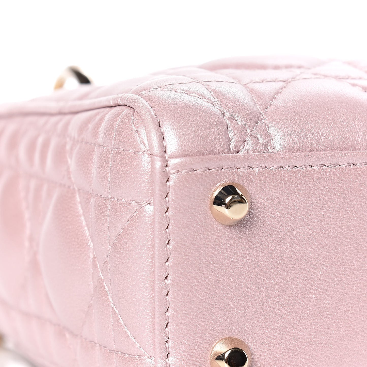 Metallic Lambskin Cannage Mini Lady Dior Lotus