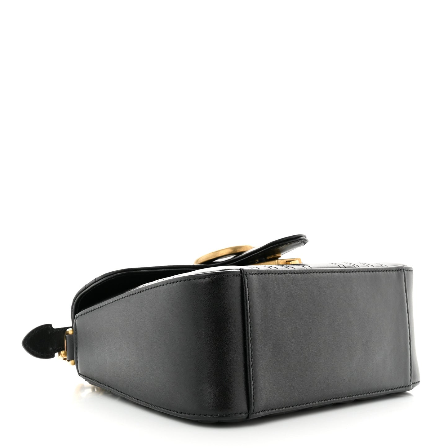Calfskin Matelasse Mini GG Marmont Top Handle Shoulder Bag Black