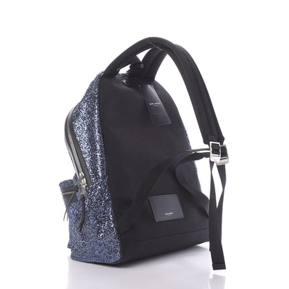Saint Laurent Glitter Canvas City Backpack Blue 2 of 12