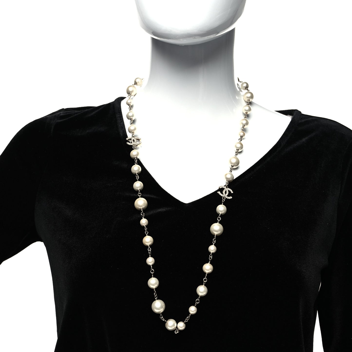 Swarovski Crystal Pearl CC Heart Necklace Gold