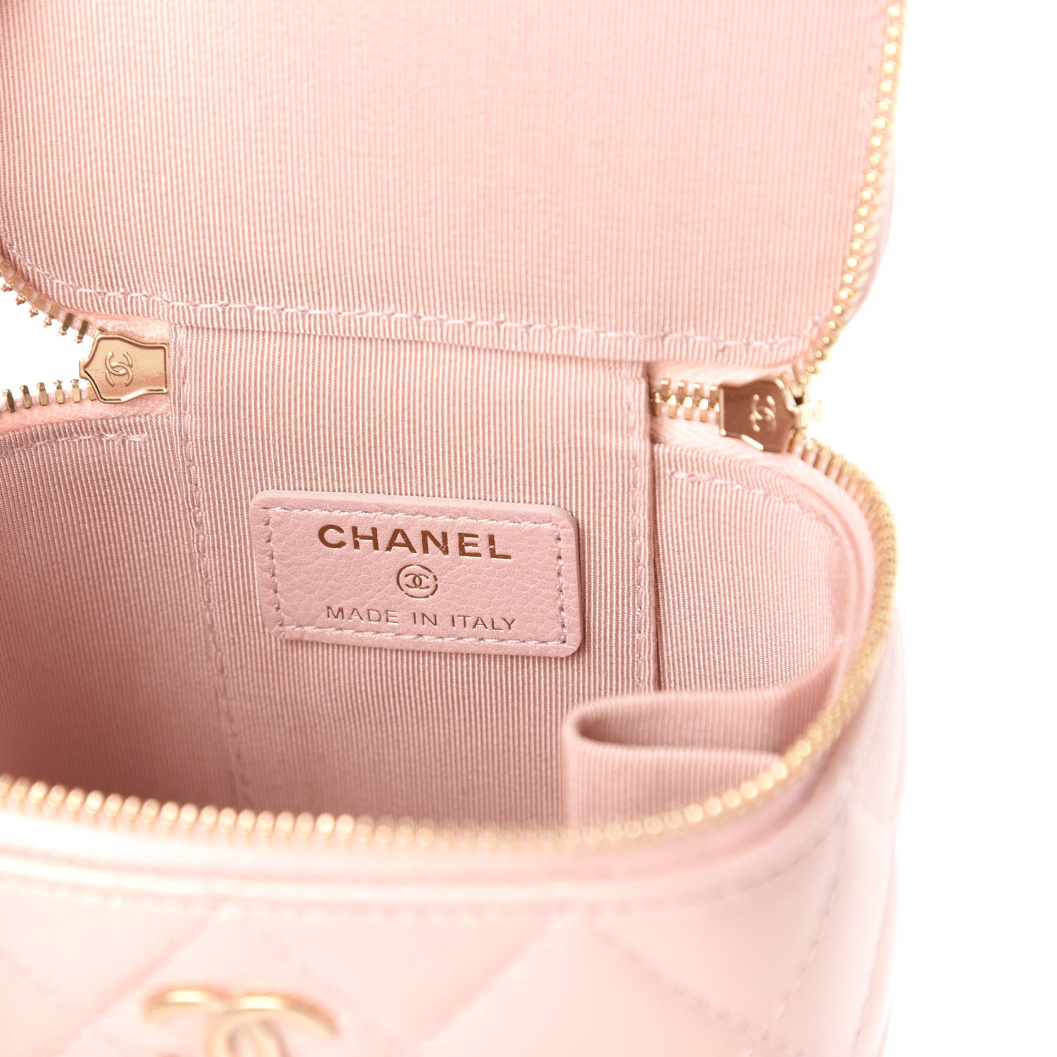 Chanel Iridescent Caviar Quilted Mini Pearl On Top Vanity Case With Chain Light Pink 8 of 11