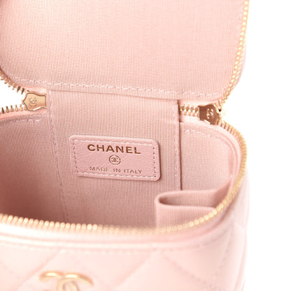 Chanel Iridescent Caviar Quilted Mini Pearl On Top Vanity Case With Chain Light Pink 8 of 11