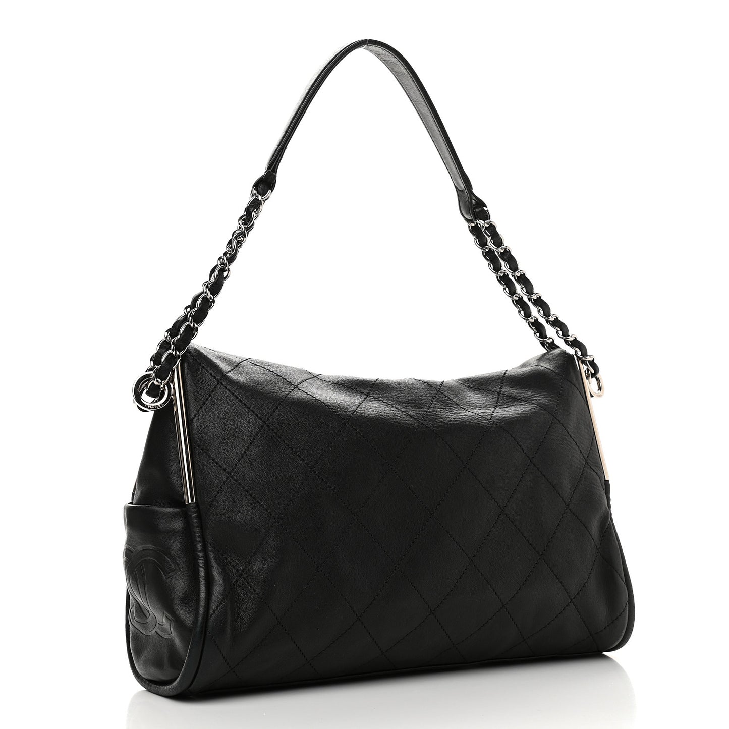 Lambskin Stitched Medium Ultimate Soft Tote Black