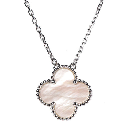 Van Cleef & Arpels 18K White Gold Mother of Pearl Vintage Alhambra Pendant Necklace 4 of 6