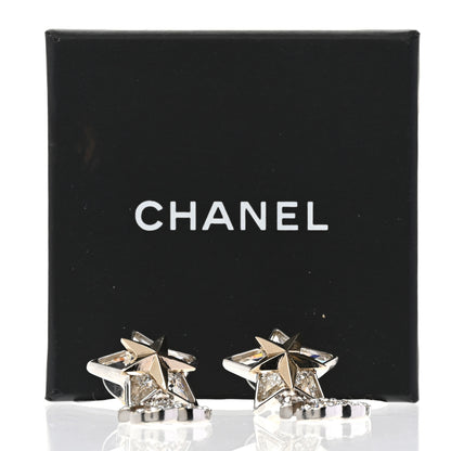 Chanel Crystal CC Star Drop Earrings Silver Gold 5 of 5