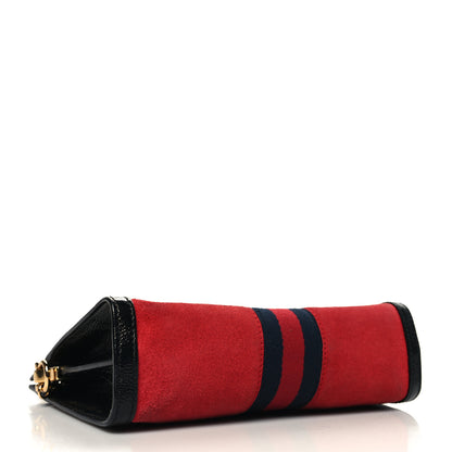 Gucci Suede Patent Web Small Ophidia Chain Shoulder Bag Hibiscus Red Black 4 of 11