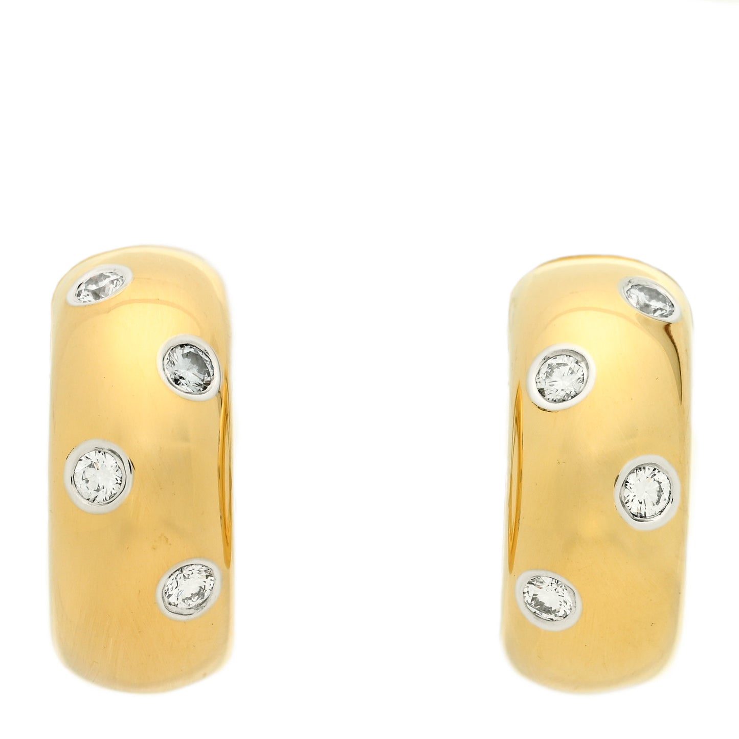 18K Yellow Gold Platinum Diamond Etoile Hoop Earrings