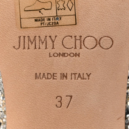 Jimmy Choo Dazzling Coarse Glitter Fabric Crystal Myan 45 Boots 37 Platinum 6 of 8