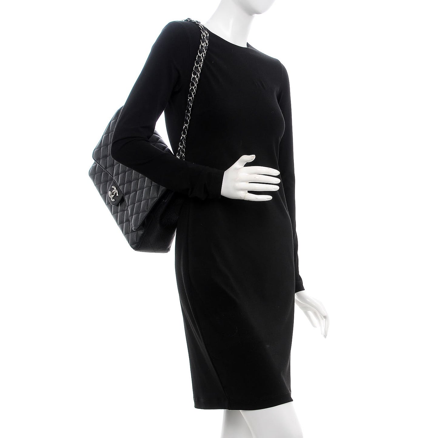 Caviar Quilted Maxi Double Flap Black
