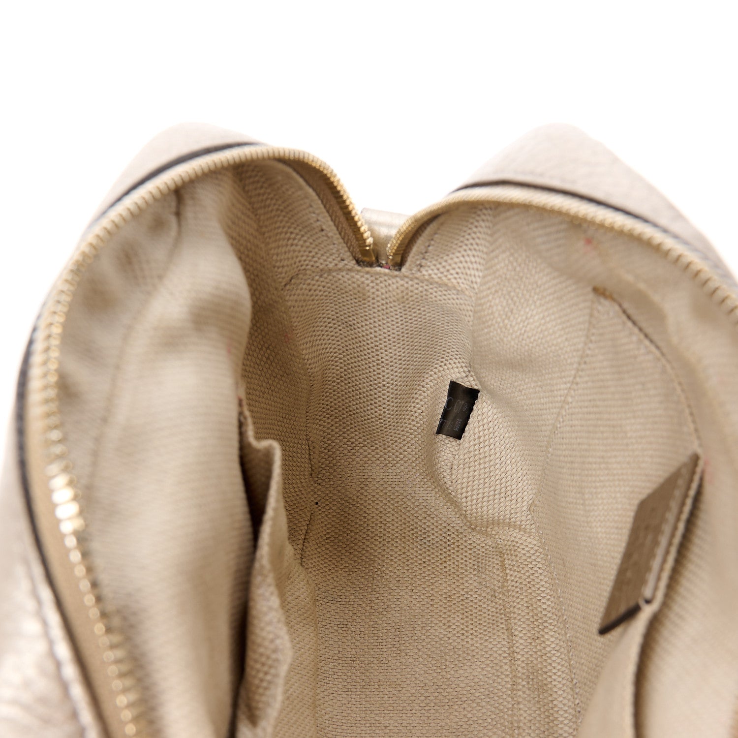 Gucci Metallic Pebbled Calfskin Small Soho Disco Bag Golden Beige 15 of 18