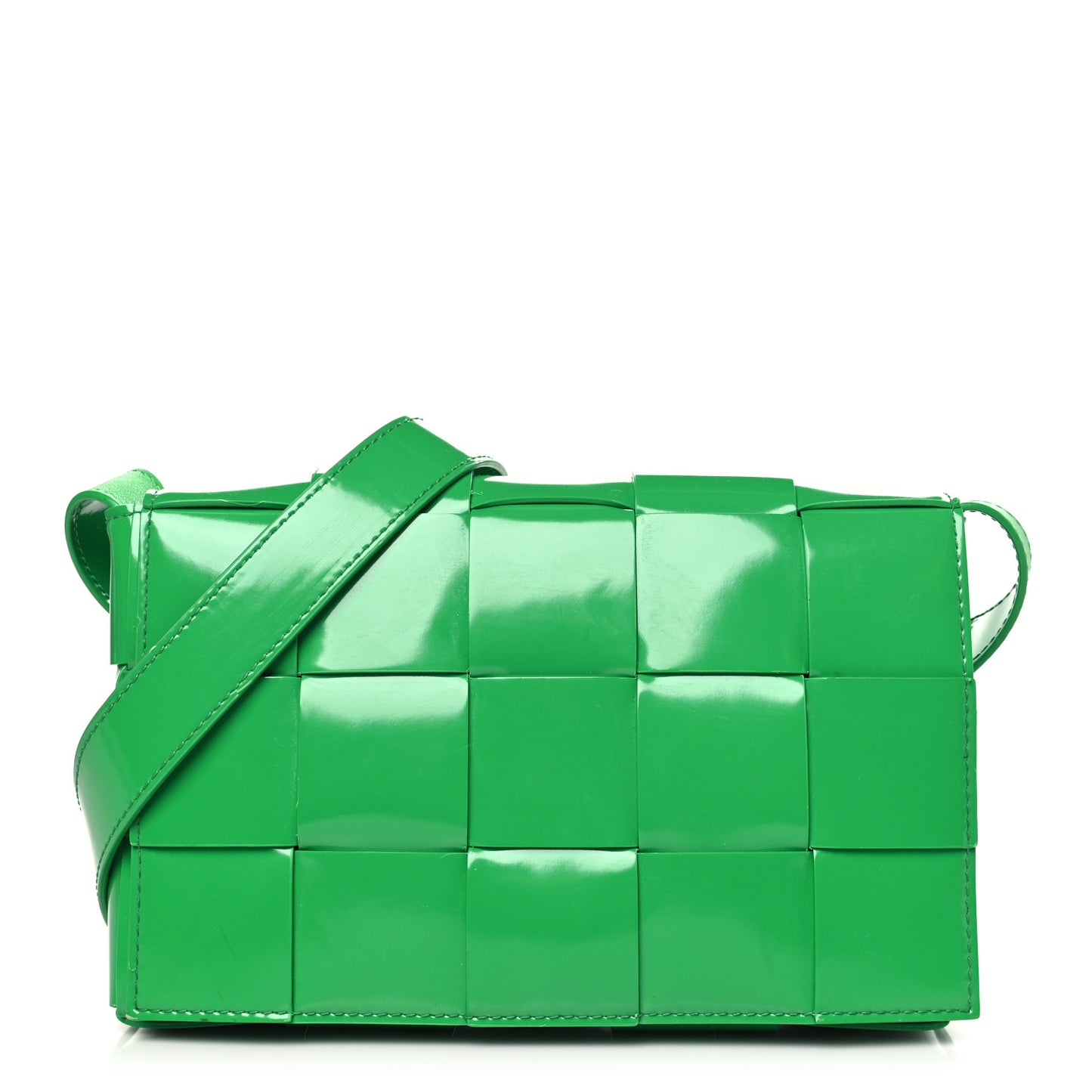 Patent Maxi Intrecciato Cassette Crossbody Bag Parakeet