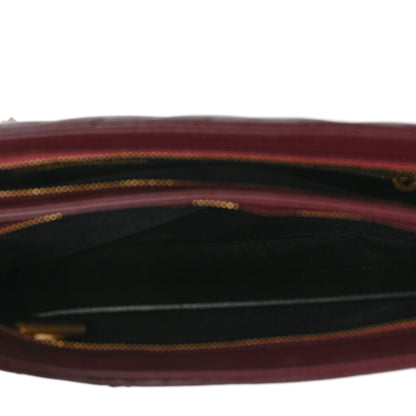 Saint Laurent Grain de Poudre Matelasse Chevron Small Tribeca Shopping Bag Rouge Legoin 6 of 9