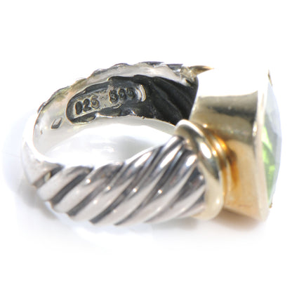 David Yurman Sterling Silver and 14k Yellow Gold Peridot Ring 6.5 5 of 7