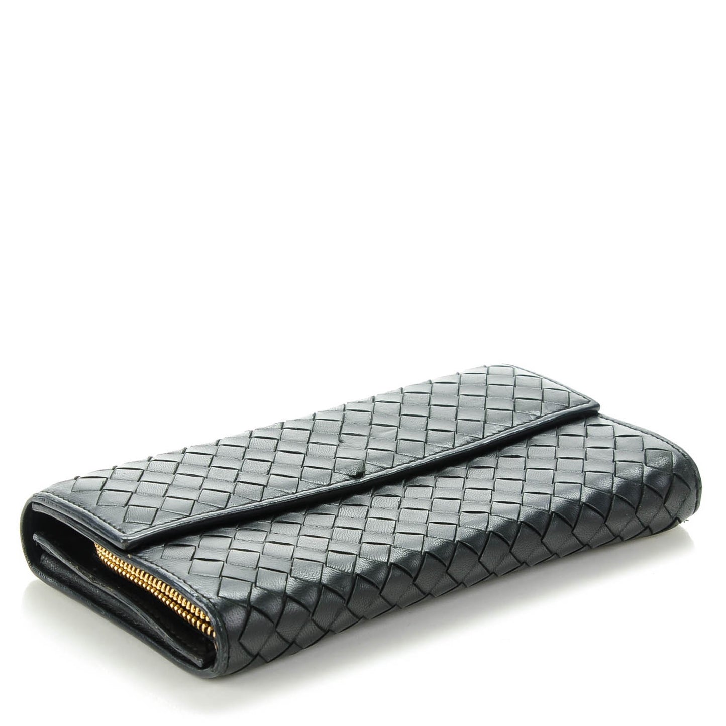 Nappa Intrecciato Continental Flap Wallet Nero Black