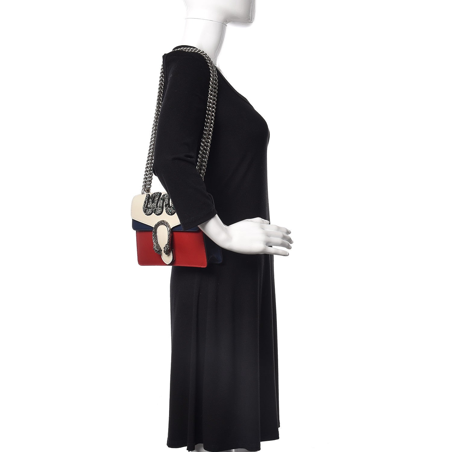 Gucci Calfskin Crystal Snake Embroidered Mini Dionysus Shoulder Bag Mystic White Hibiscus Red Blue Agata 2 of 9