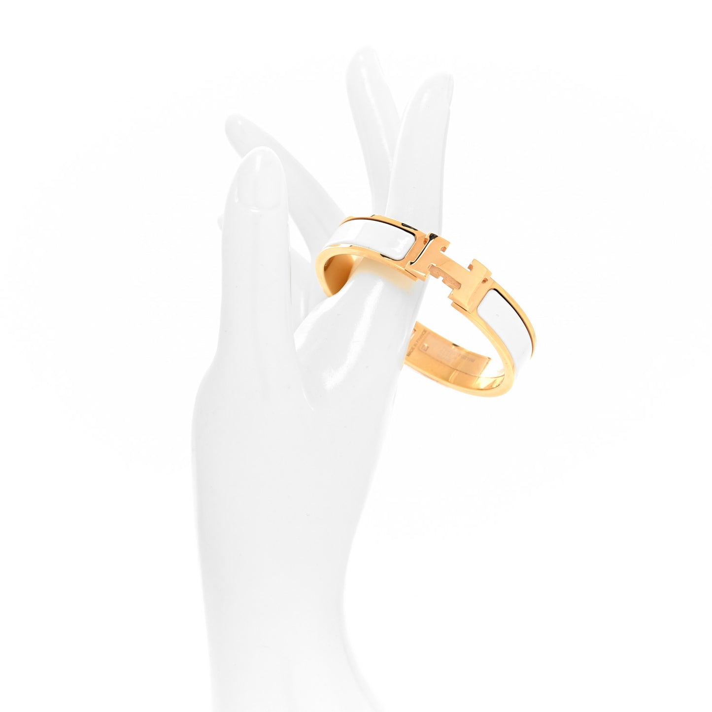 Enamel Narrow Clic Clac H Bracelet PM White