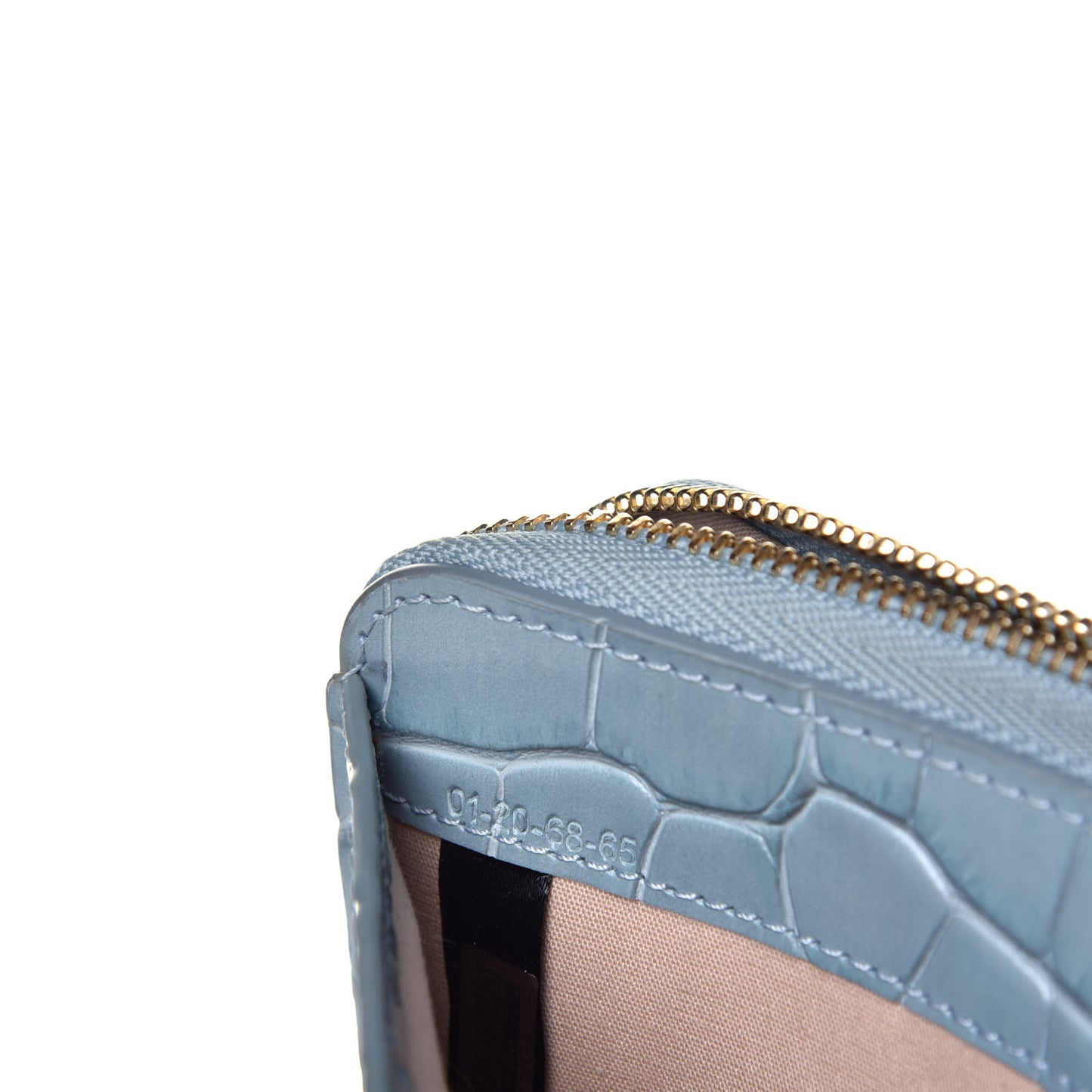Crocodile Embossed Calfskin Medium Walden Purse Faded Blue