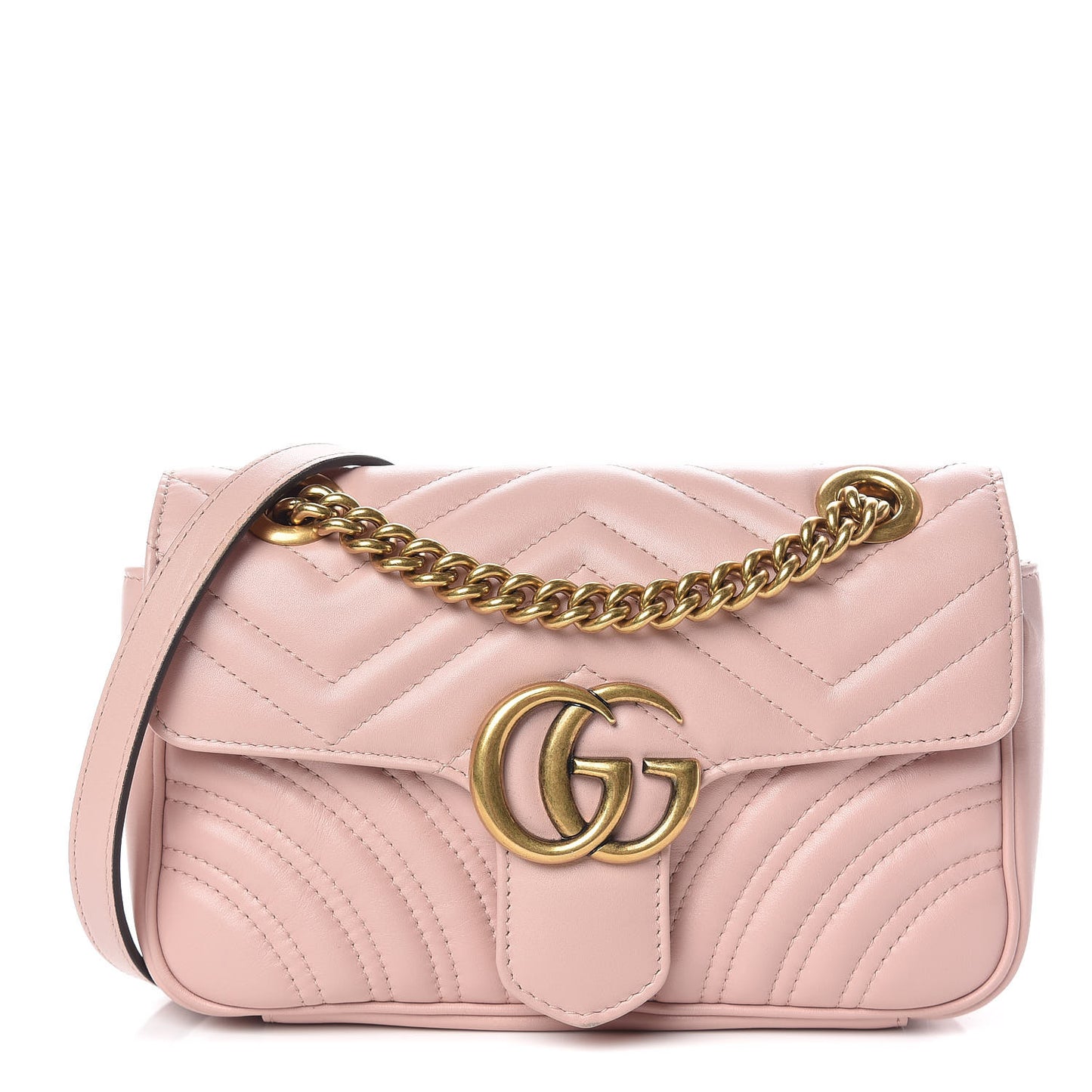 Calfskin Matelasse Mini GG Marmont Shoulder Bag Perfect Pink