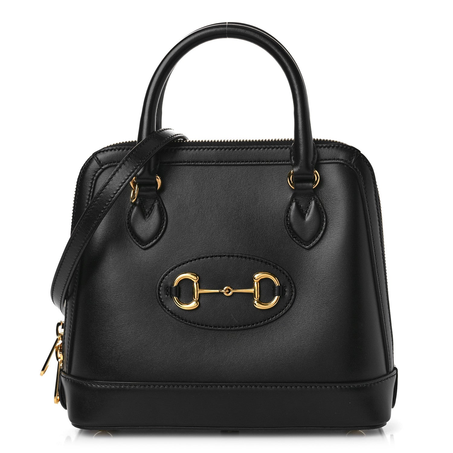Gucci Boarded Plutone Calfskin Small Horsebit 1955 Top Handle Bag Black 1 of 8