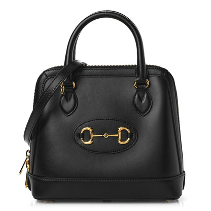 Gucci Boarded Plutone Calfskin Small Horsebit 1955 Top Handle Bag Black 1 of 8