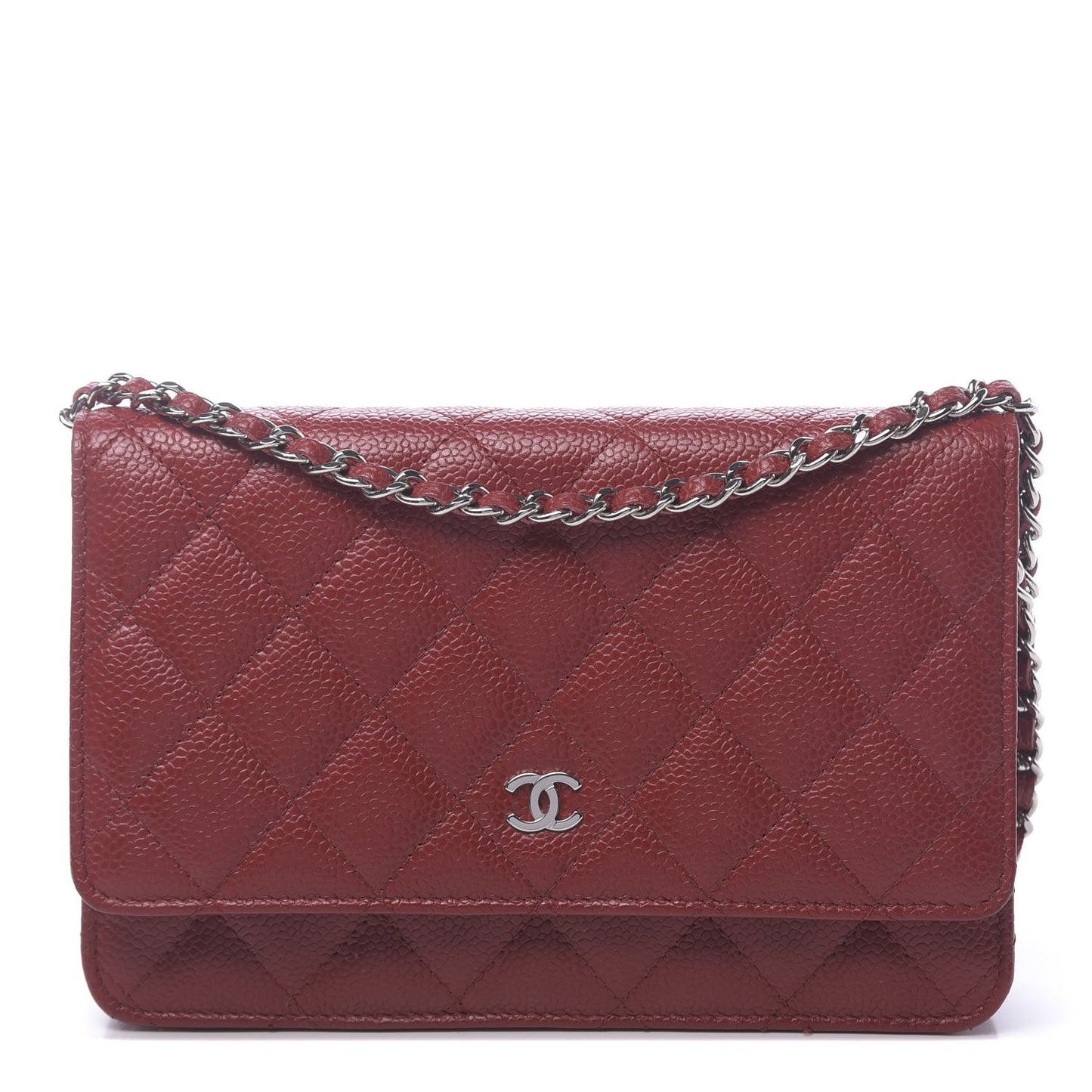 Caviar Quilted Wallet on Chain WOC Red