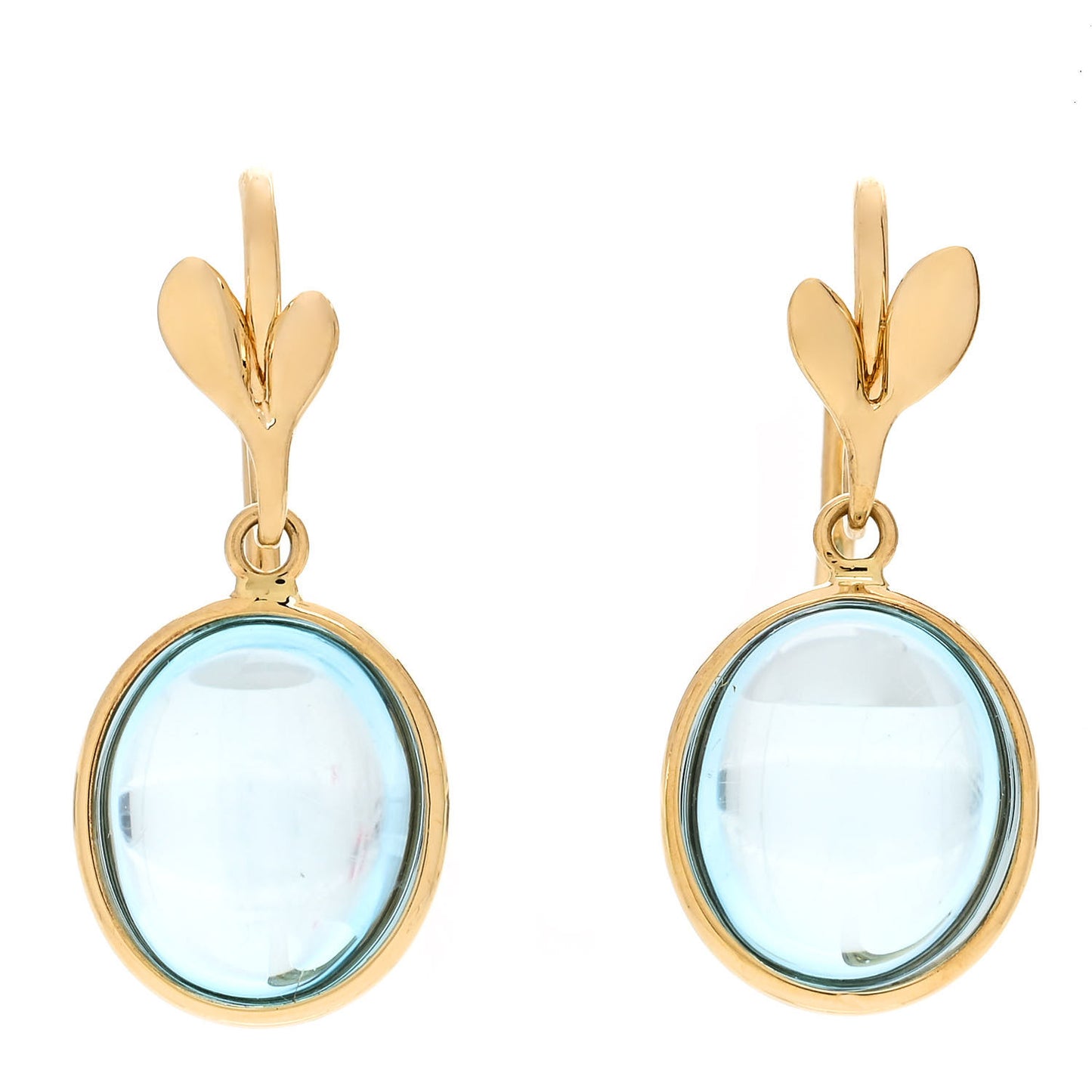 18K Yellow Gold Blue Topaz Paloma Picasso Olive Leaf Drop Earrings