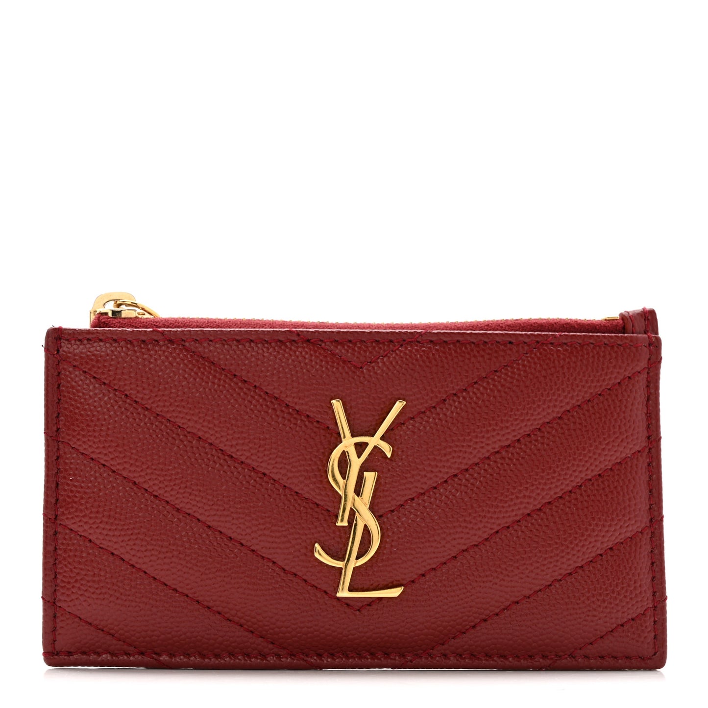 Grain De Poudre Matelasse Chevron Monogram Fragments Zippered Card Case Opyum Red