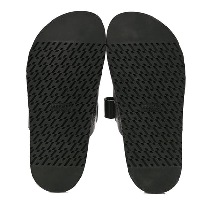 Hermes Calfskin Womens Chypre Sandals 37 Black 7 of 10