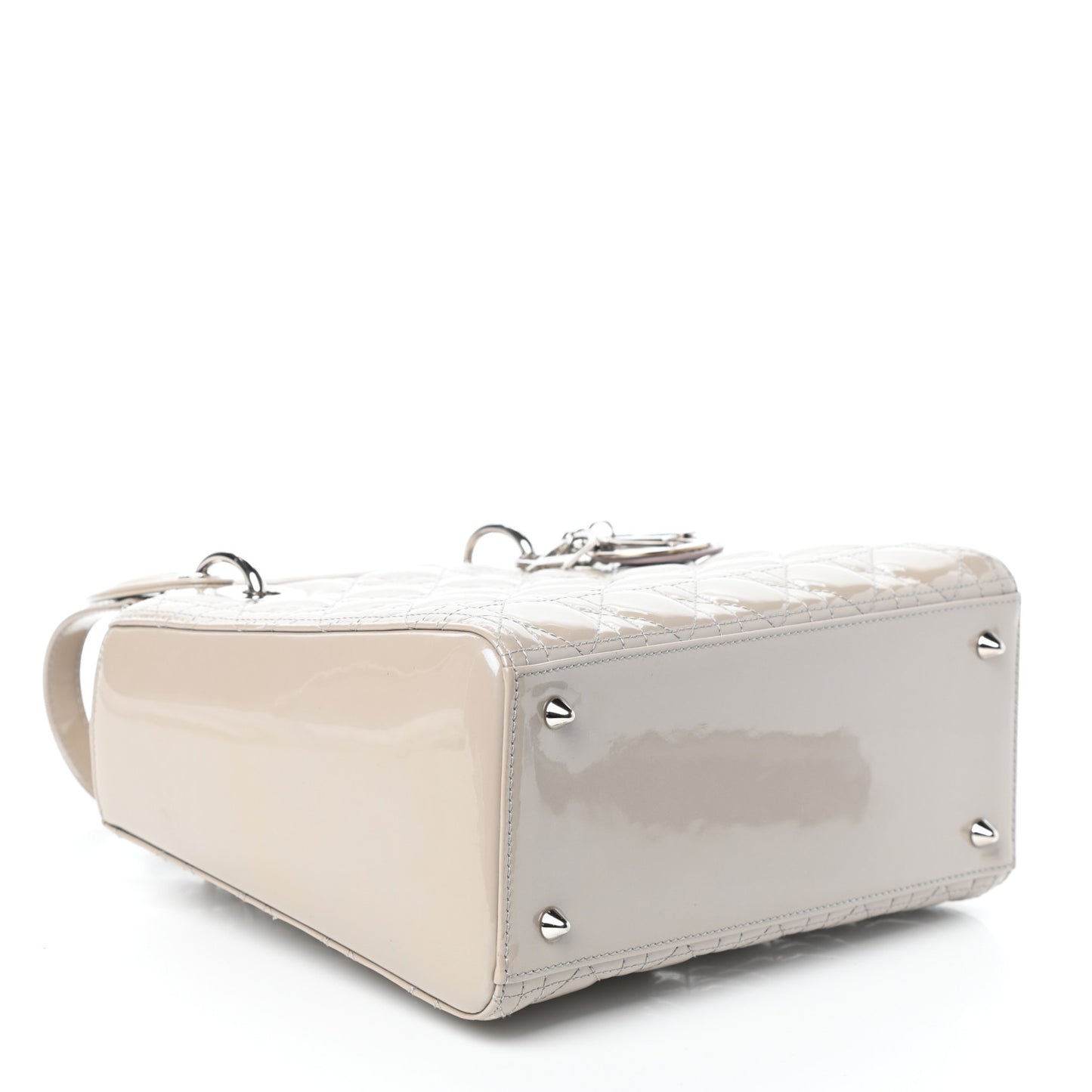 Patent Cannage Medium Lady Dior Beige