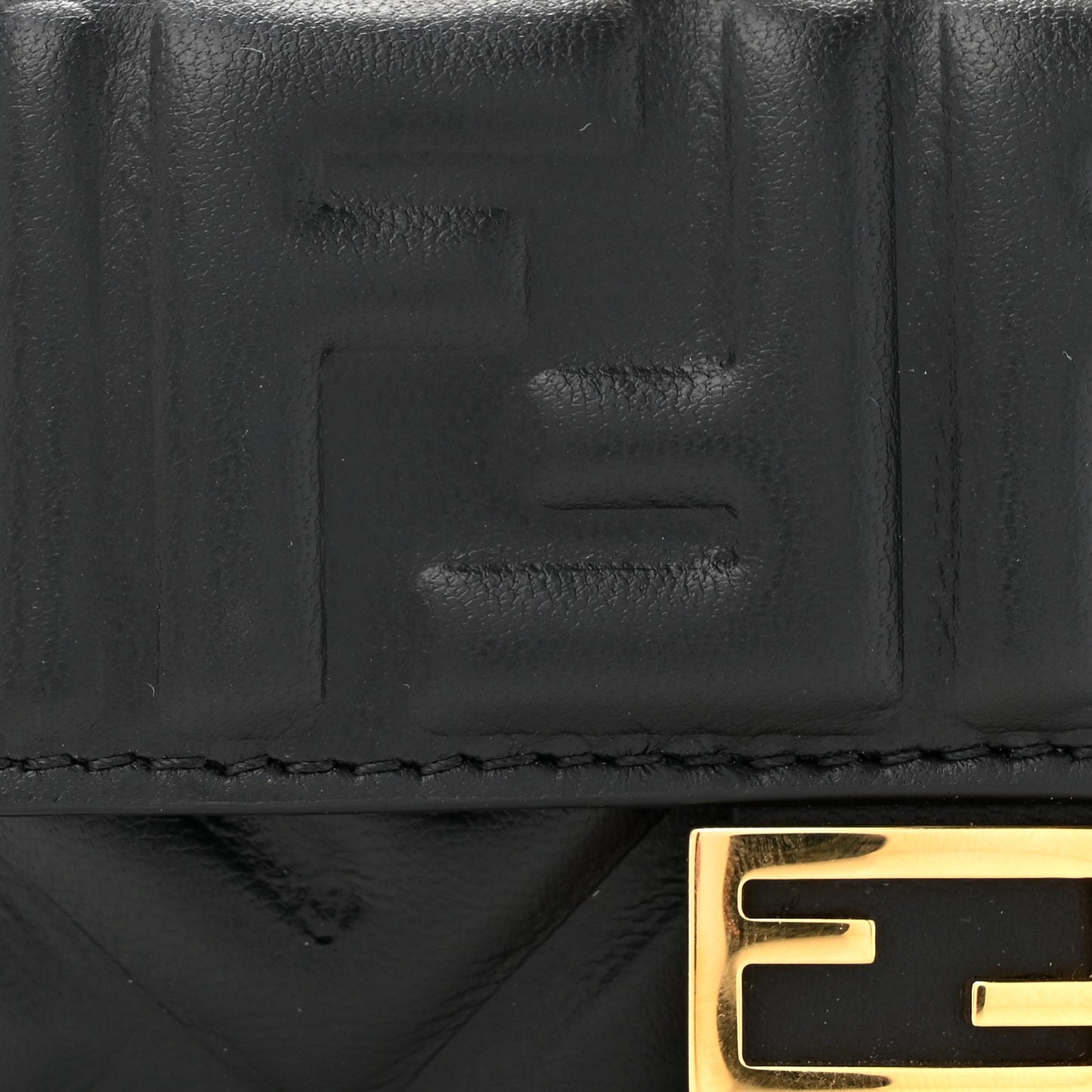 Nappa Matisse FF Embossed Nano Baguette Charm Black