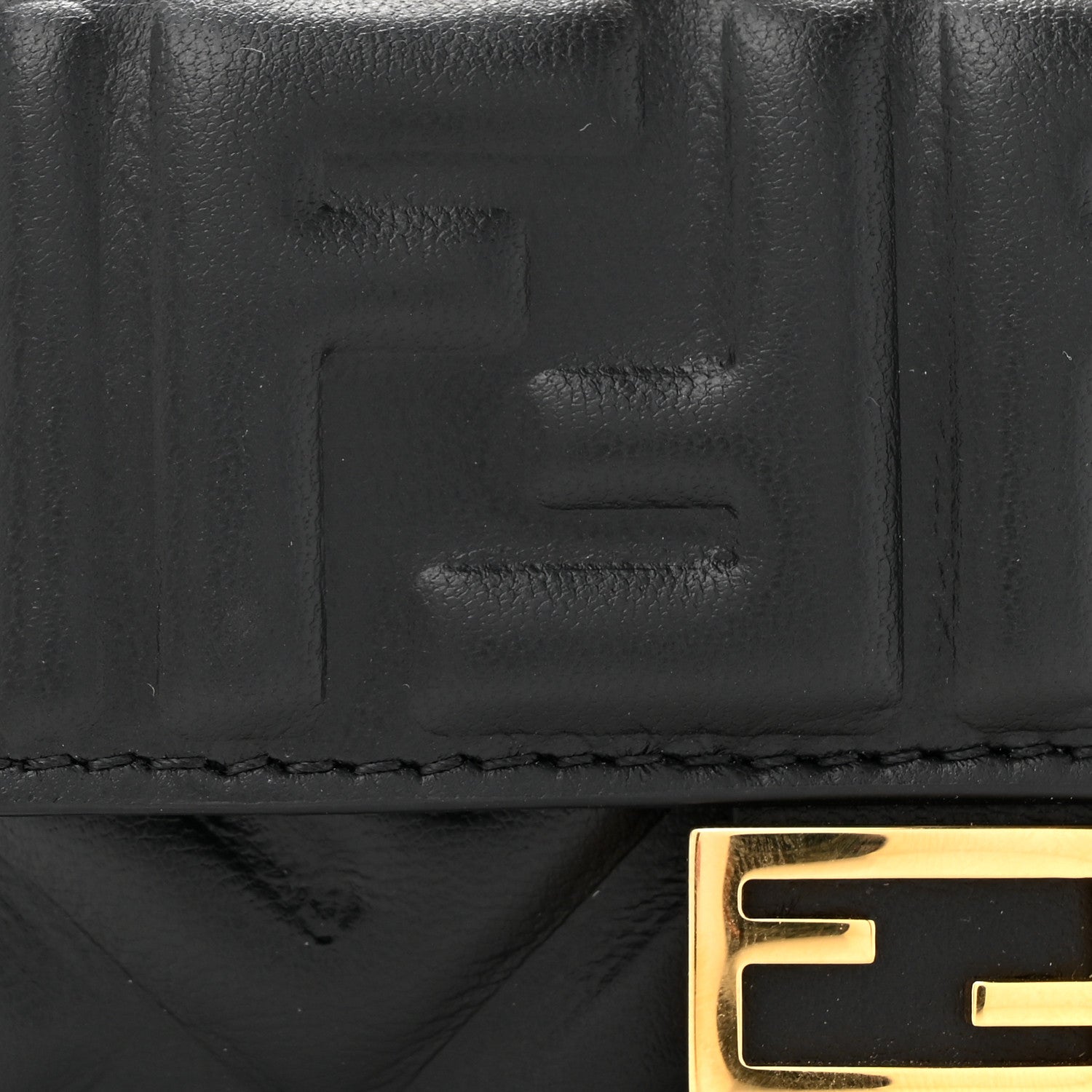 Fendi Nappa Matisse FF Embossed Nano Baguette Charm Black 8 of 11
