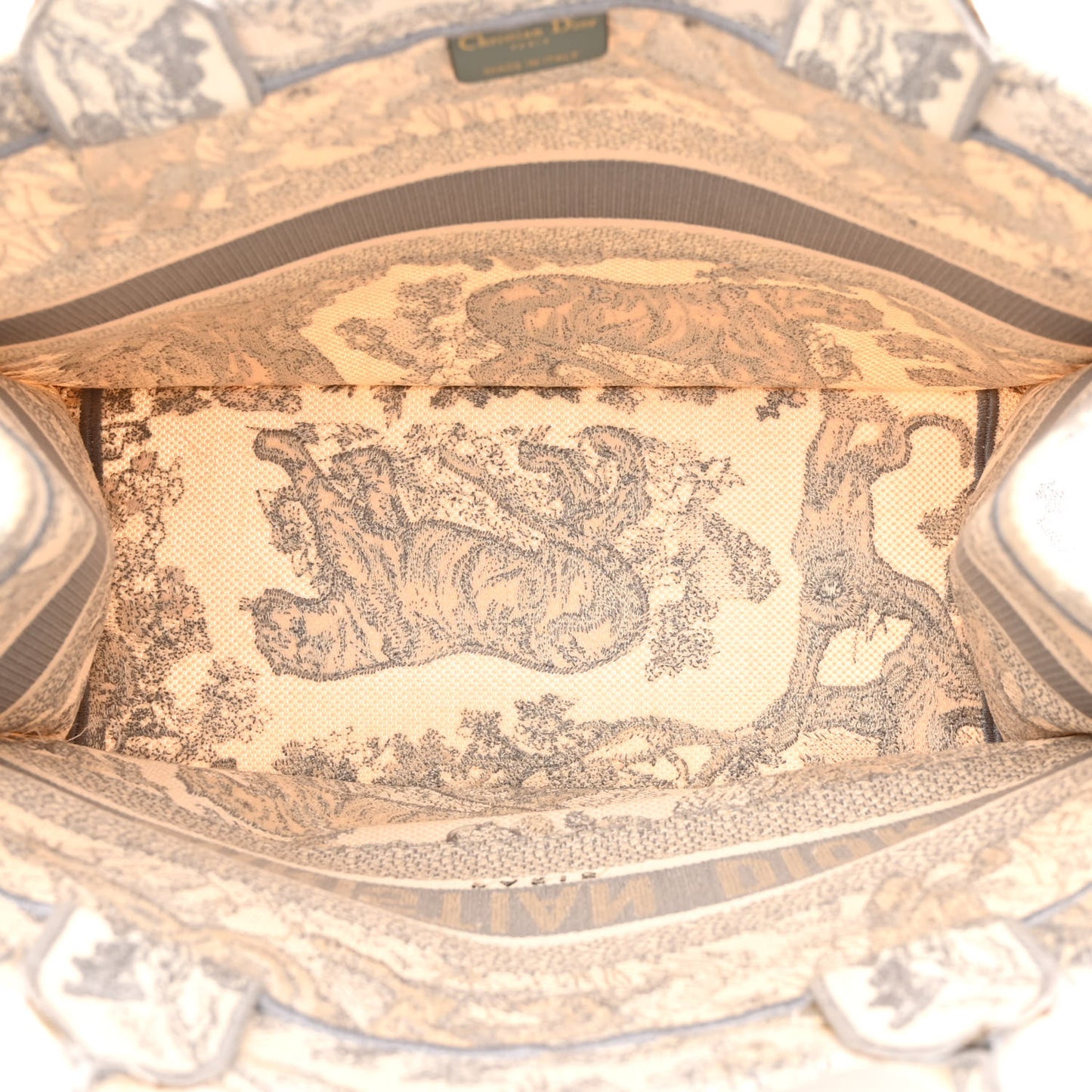 Canvas Embroidered Medium Dioriviera Toile De Jouy Book Tote Gray