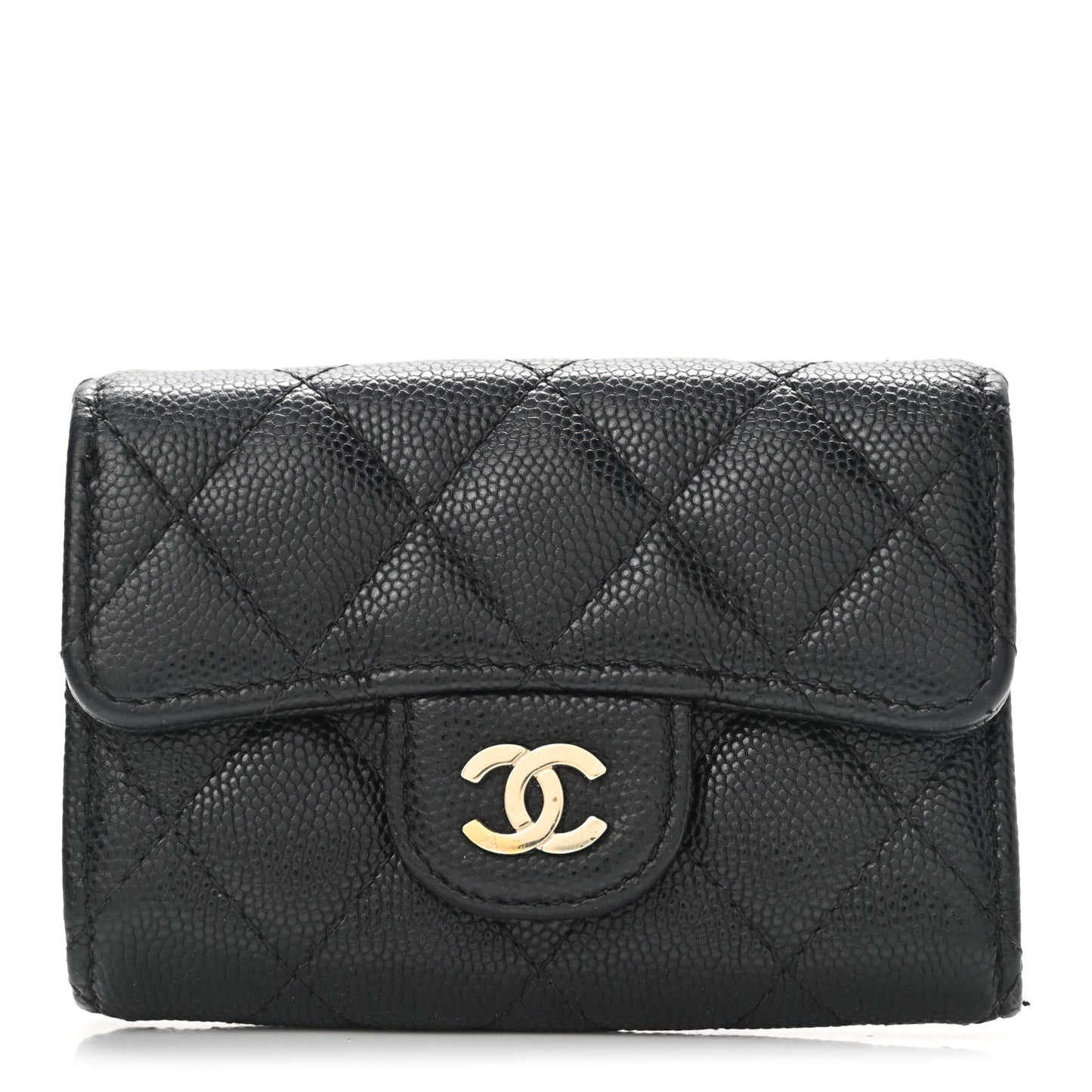 Caviar Quilted Classic 4 Key Holder Wallet Black