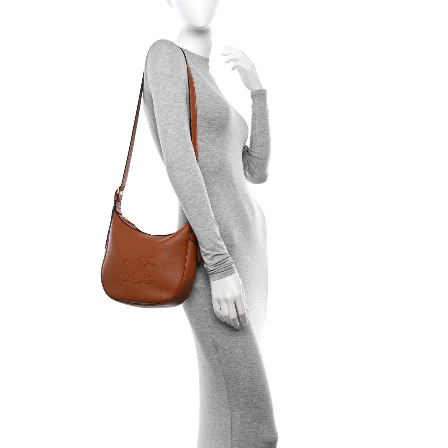 Supple Calfskin Small Triomphe Heloise Shoulder Bag Tan